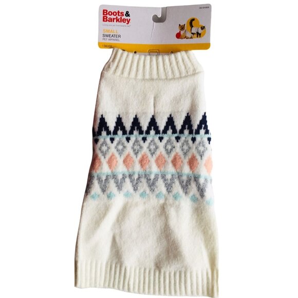 Boots & Barkley Thick Knit Pet Cream Diamonds Sweater Small up to 20lbs PT012 - Picture 1 of 3